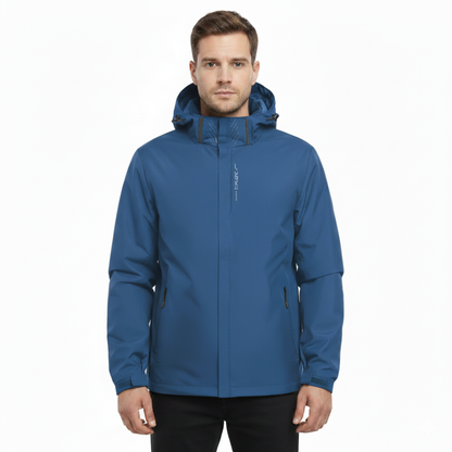 Men's Rain Jacket - Waterproof with Sealed Seams - Adjustable Hood