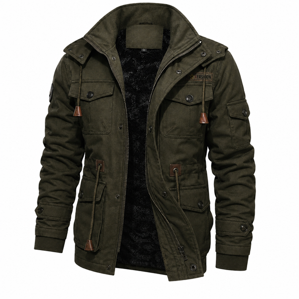 Men's Field Jacket - Windproof & Fleece-Lined - Multi-Pocket Design