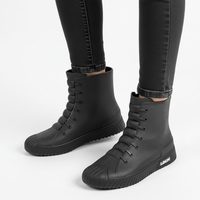 Women's Rain Boots - Waterproof Sneaker-Style Ankle Boots - Non-Slip Sole