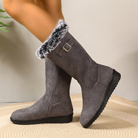 Women's Mid-Calf Winter Boots - Fur Collar - Waterproof