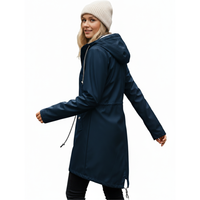 Women's Rain Coat with Hood - Long Waterproof Cut - Adjustable Waist
