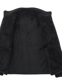 Men's Fleece Jacket - Plush Lined Sleeves & Collar - 3 Zip Pockets