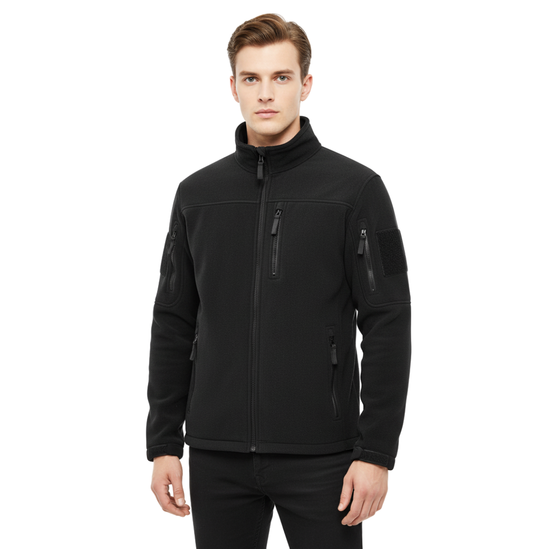 Taktische Fleecejacke Herren coyote-braun mit Stehkragen