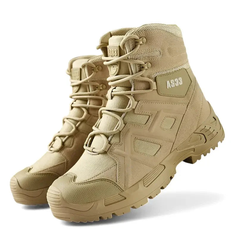 Men's Tactical Boots - Waterproof & High-Top Support - Slip-Resistant Sole