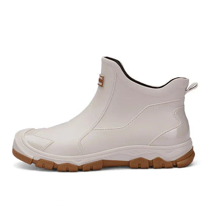 Men's Rubber Rain Boots - Waterproof Ankle Height - Easy Slip-On