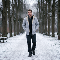 Men's Zip Up Hoodie - Sherpa Lined & Windproof - Warm Fleece Jacket
