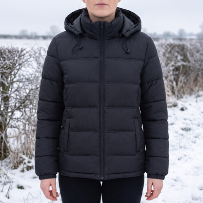 Winterjacke Damen mit Kapuze - Warm Wattiert - Kordelzug