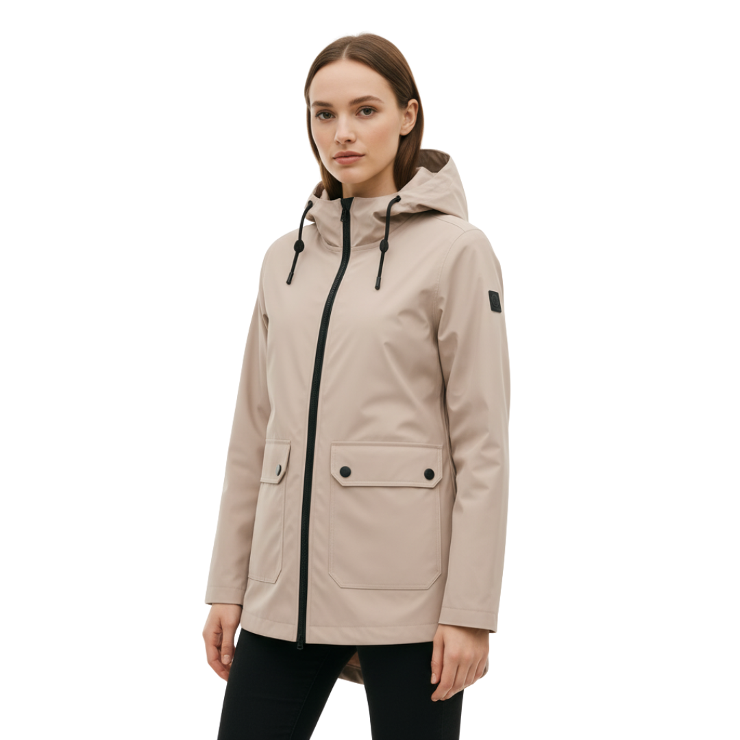 Women's Raincoat with Hood - Long Waterproof & Windproof - Lightweight