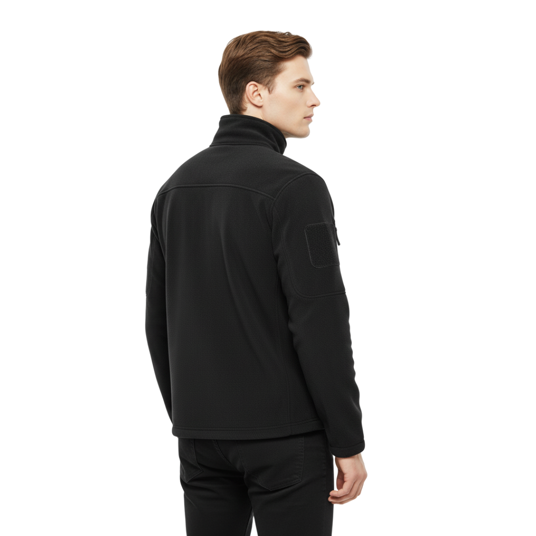 Taktische Fleecejacke Herren coyote-braun mit Stehkragen