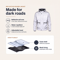 Reflective Jacket for Men - Water-Repellent Shell - Breathable Mesh Lining