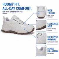 Women's Hiking Shoes - Wide Toe Box - Cushioned Sole