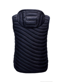 Men's Puffer Vest with Hood - Lightweight Quilted Warmth - Three Zip Pockets