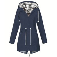 Women's Rain Coat with Hood - Long Waterproof Cut - Adjustable Waist