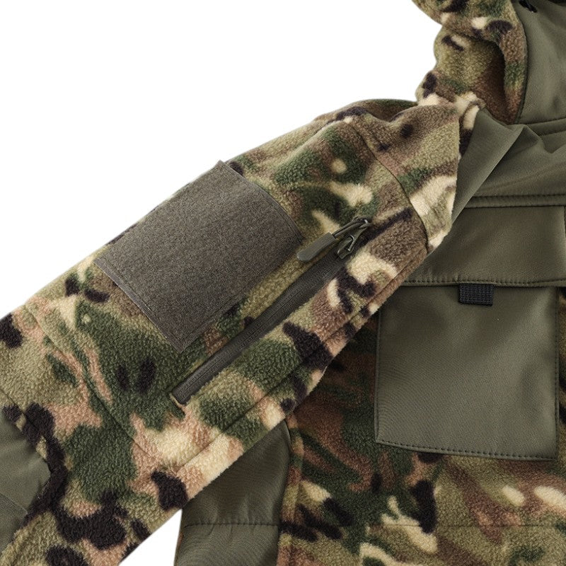 Men's Fleece Jacket - Hooded Tactical Softshell - Camo & Solid Colors