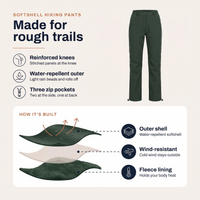 Fleece Lined Pants for Women - Softshell Hiking Pants - Reinforced Knees