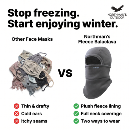 Fleece Balaclava - Thermal Winter Ski Mask - Adjustable Full Face Cover