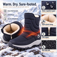 Men's Winter Boots - Plush Lined Snow Boots - Side Zip & Non-Slip Sole