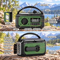Emergency Radio - Hand Crank Solar Weather Radio - 12000mAh Power Bank