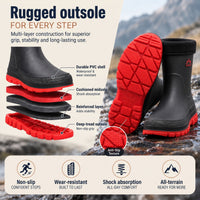 Insulated Rain Boots for Men - Waterproof Mid-Calf Boots - Fleece Lined