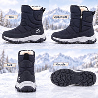 Men's Winter Boots - Plush Lined Snow Boots - Side Zip & Non-Slip Sole