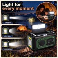 Emergency Radio - Hand Crank Solar Weather Radio - 12000mAh Power Bank