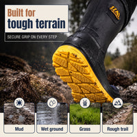 Insulated Rain Boots for Men - Waterproof Mid-Calf Boots - Fleece Lined