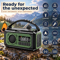 Emergency Radio - Hand Crank Solar Weather Radio - 12000mAh Power Bank