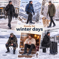 Men's Winter Boots - Plush Lined Snow Boots - Side Zip & Non-Slip Sole