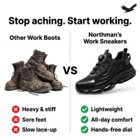Steel Toe Sneakers - Lightweight Orthopedic Work Shoes - Non-Slip