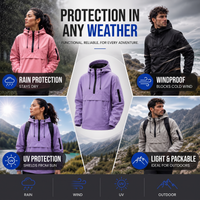 Waterproof Rain Jacket Unisex - Hooded Anorak Parka - Windproof
