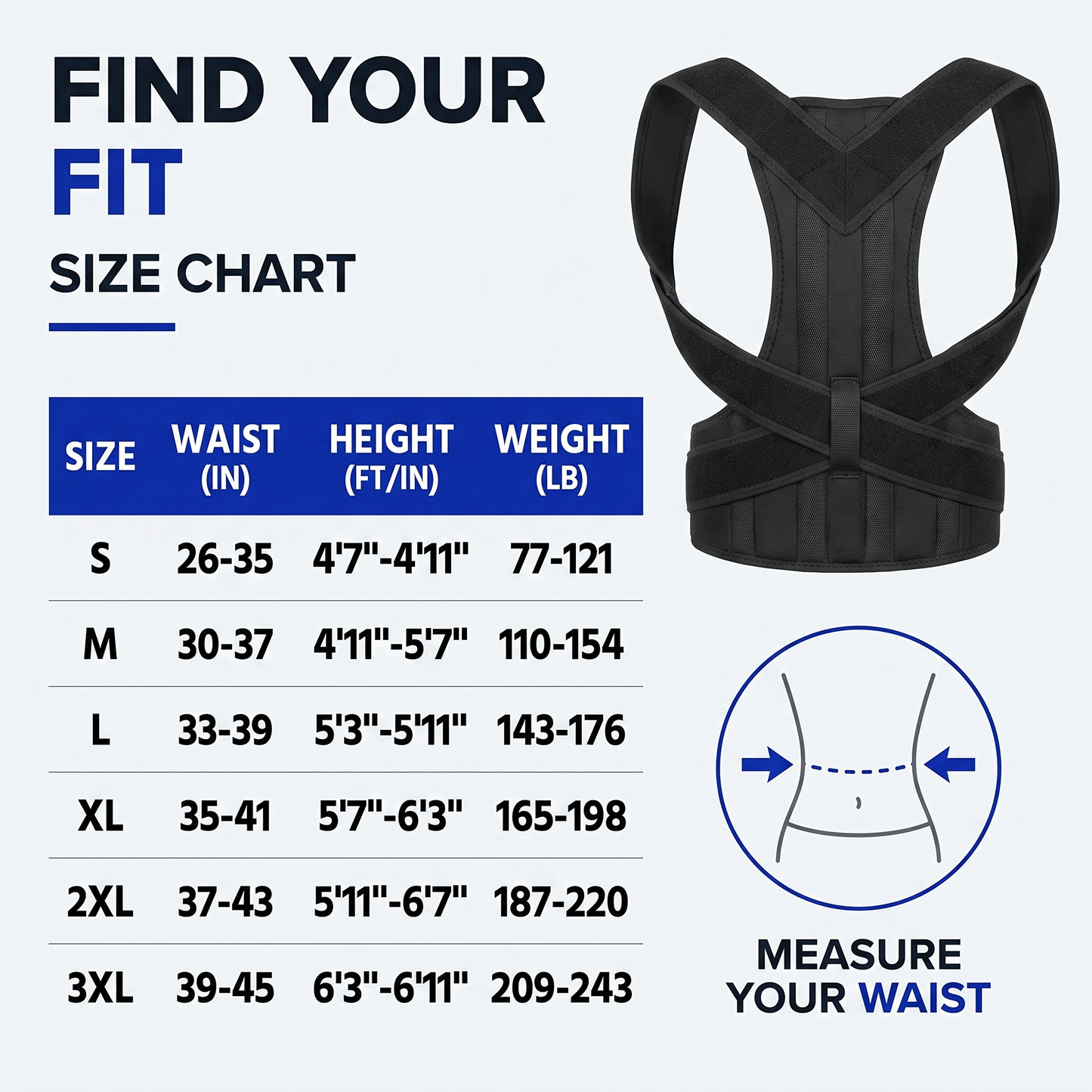 posture corrector - product infographic