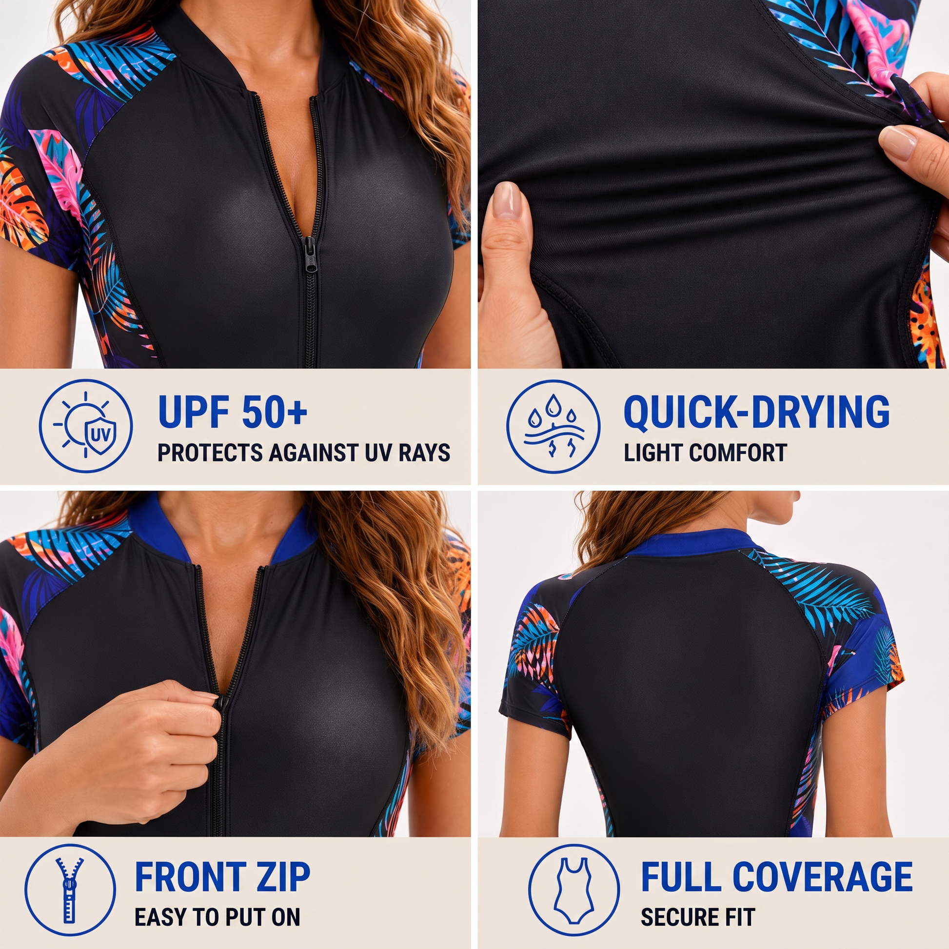 rash guard swimsuit - product infographic