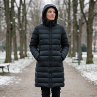 Women's Long Winter Coat - Waterproof & Windproof Down - Lightweight with Hood