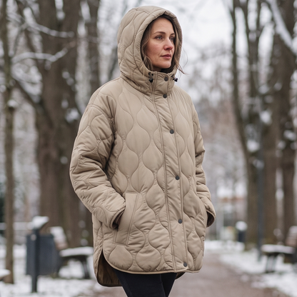 Women's Winter Coat - Waterproof & Windproof - Hooded Quilted Design