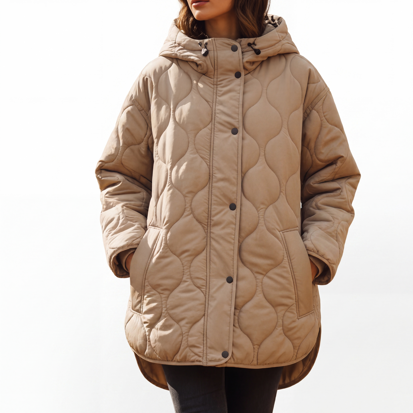 Women's Winter Coat - Waterproof & Windproof - Hooded Quilted Design