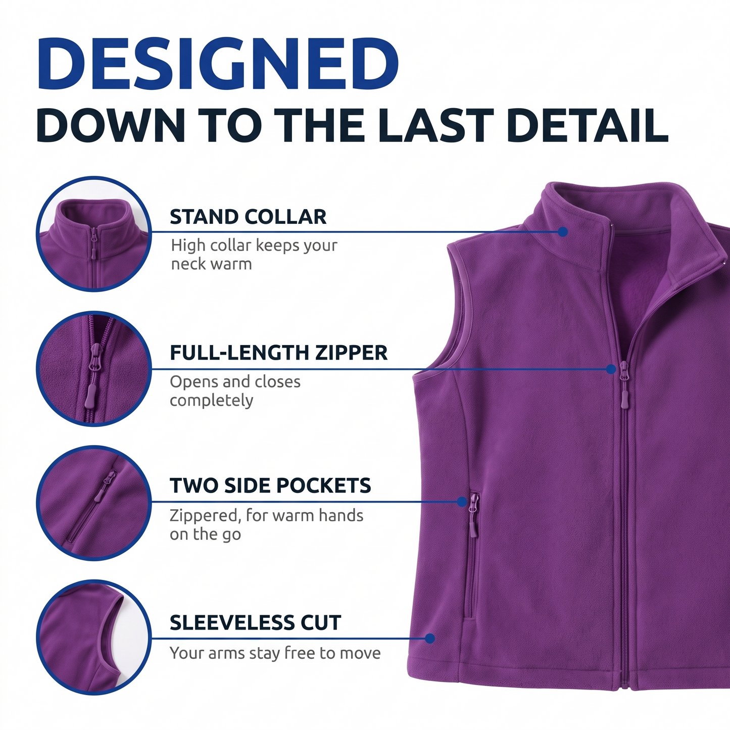 womens fleece vest - view 3