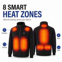Heated Jacket - 8 Heat Zones & Fleece Lining - Waterproof, Unisex