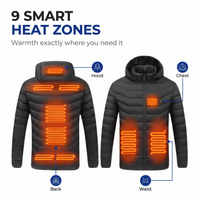 Heated Jacket for Men & Women - 9 Heat Zones - Waterproof & USB Powered