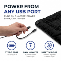 Heated Seat Cushion - USB Powered with 3 Heat Levels - Non-Slip for Office, Car & Pets