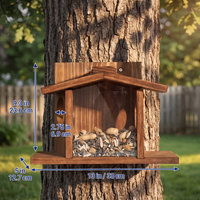 Squirrel Feeder - Solid Oak with Large Nut Dispenser - Corn & Apple Holder