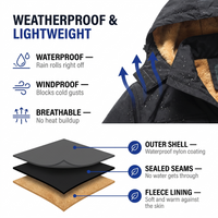 Men's Waterproof Winter Jacket - 3-in-1 Removable Sleeves & Hood - Fleece Lined