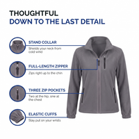 Women's Fleece Jacket - Full-Zip Stand Collar - 3 Zip Pockets