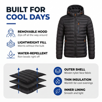 Men's Fall Jacket - Lightweight Quilted Design - Removable Hood