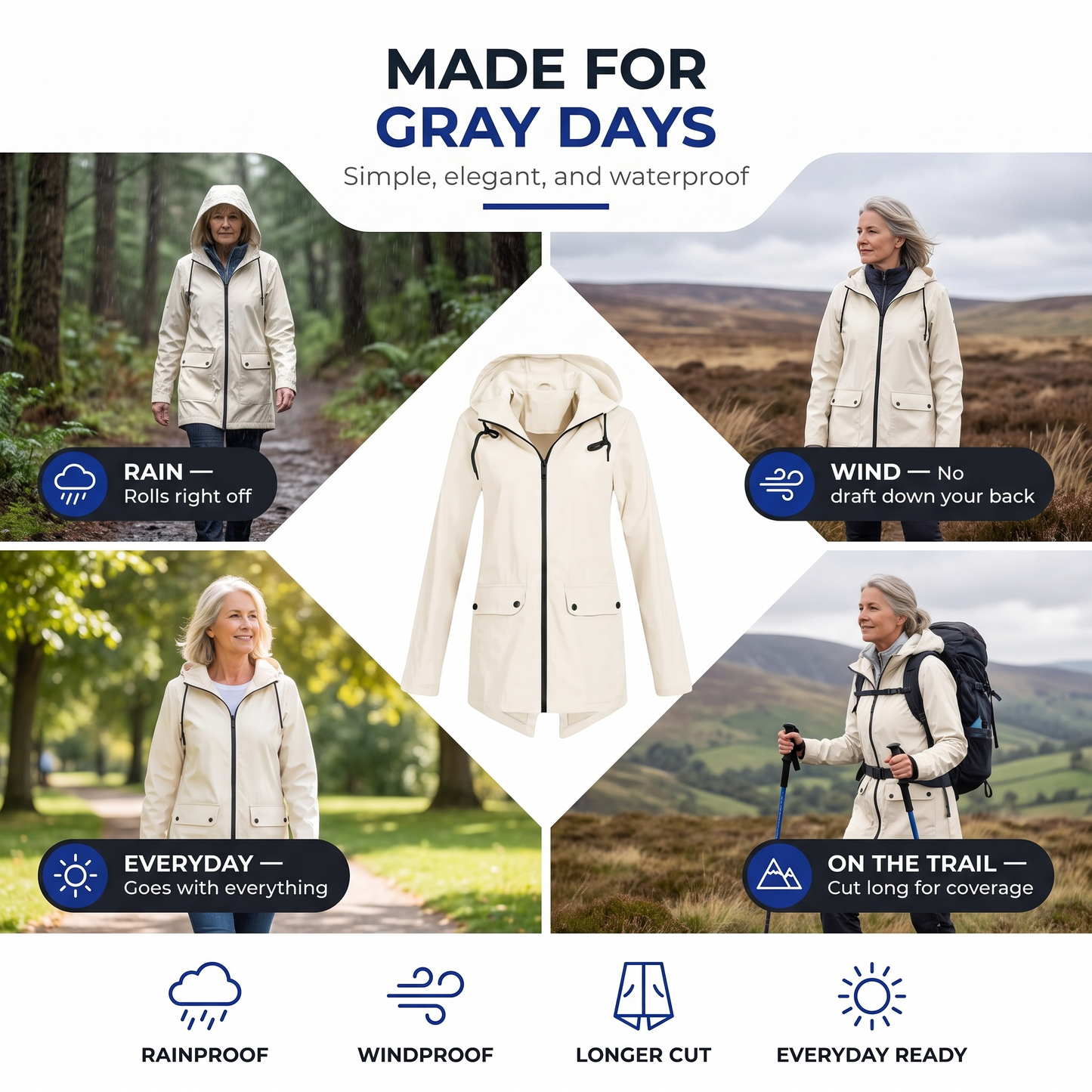 womens raincoat with hood - view 4