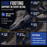 Men's Hiking Boots - Orthopedic Support - Water-Resistant & Non-Slip