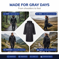 Men's Long Raincoat - Waterproof & Hooded - Unisex Fit