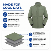 Men's Softshell Jacket - Fleece-Lined & Water Resistant - Windproof