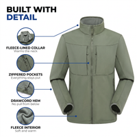 Men's Softshell Jacket - Fleece-Lined & Water Resistant - Windproof