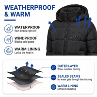 Women's Puffer Jacket - Waterproof & Windproof - Lightweight with Hood