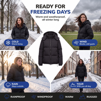 Women's Puffer Jacket - Waterproof & Windproof - Lightweight with Hood